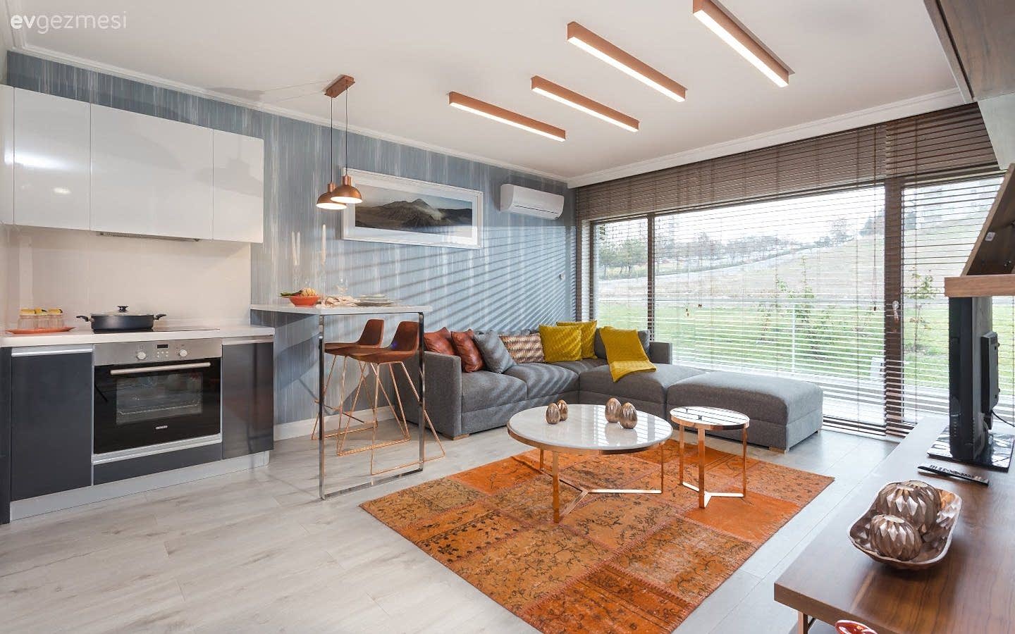 2+1 Amerikan Mutfaklı Ev Dekorasyonu