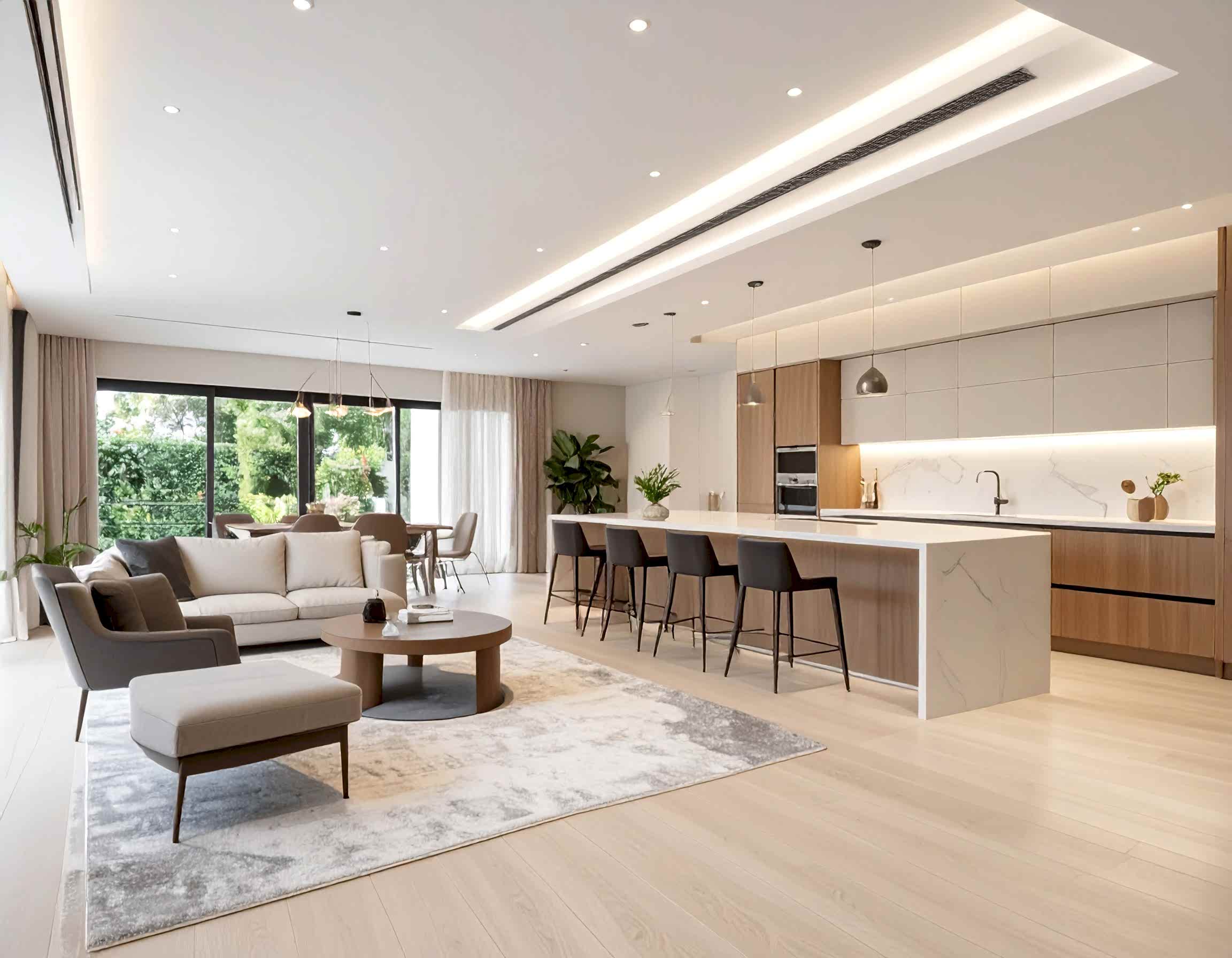 Salon Mutfak Birleşik Dekorasyon