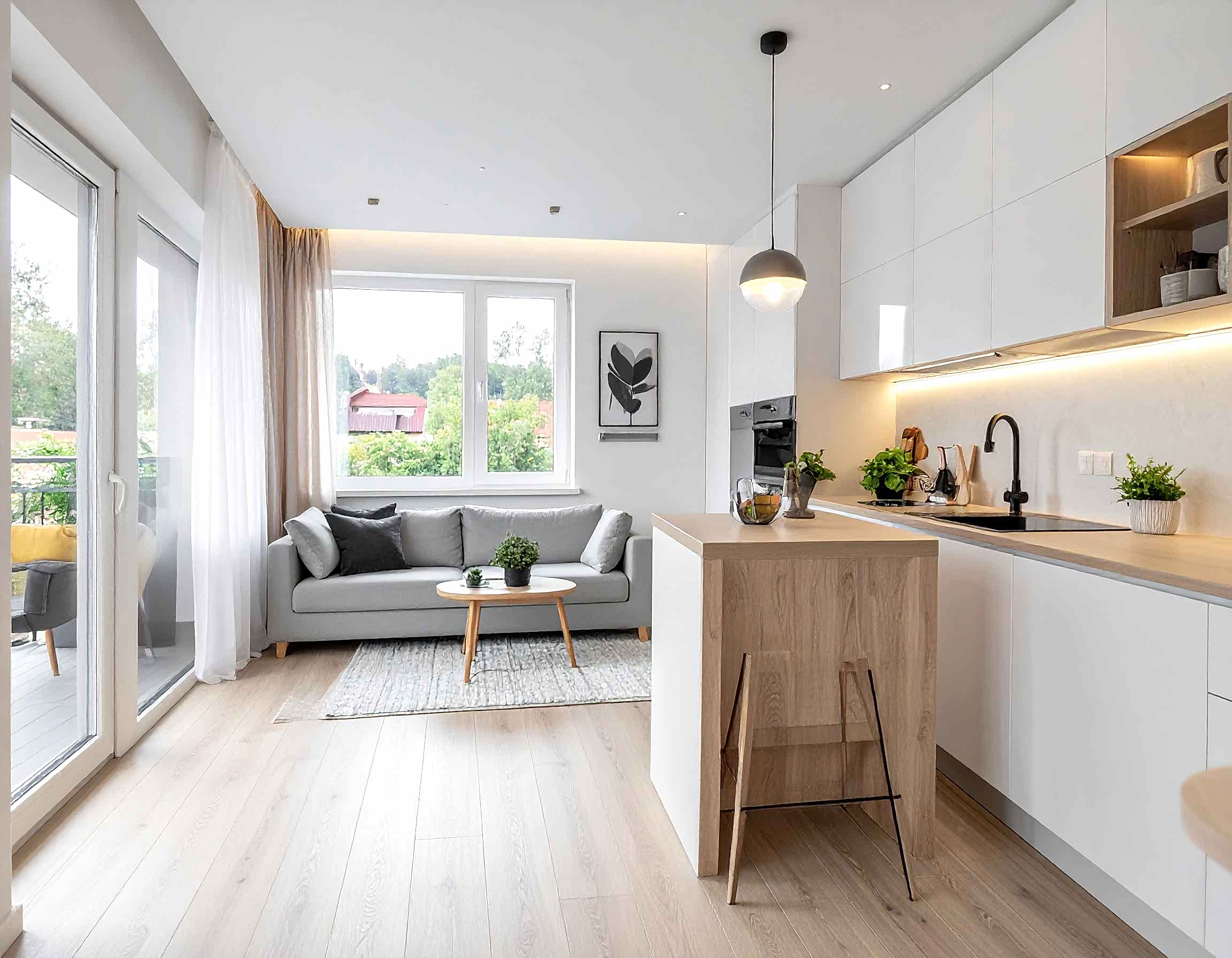 Küçük Açık Mutfak Salon Dekorasyonu